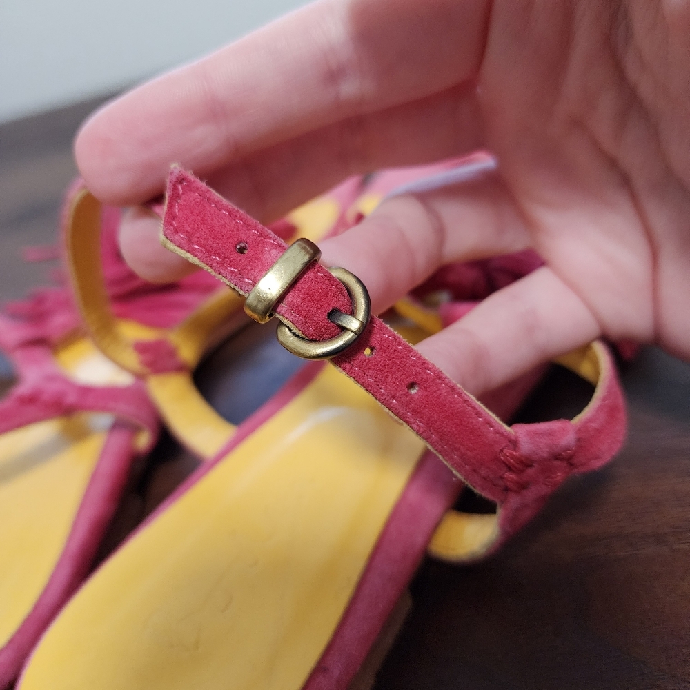 Boden Red Fringe Strappy Flat Sandals - Picture 4 of 6